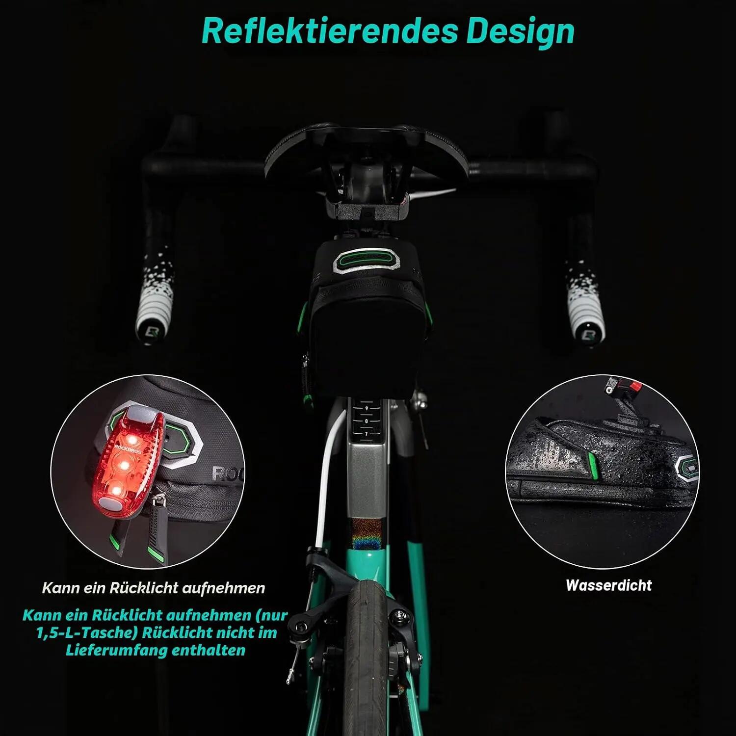 Fahrrad-Satteltasche 0,7L / 0,9L wasserdicht mit Rücklichthalter – für MTB & Ren 6/7