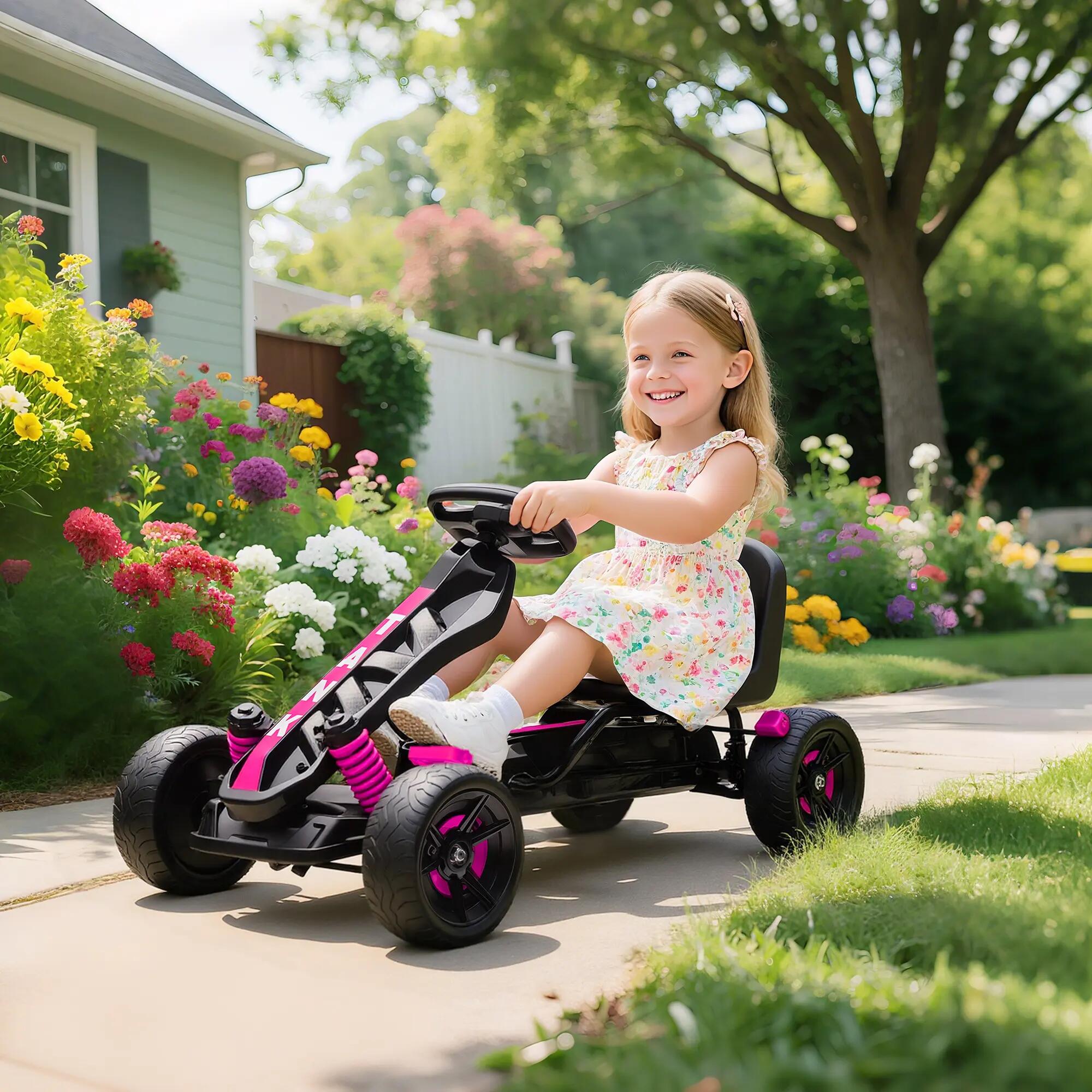 Kart a pedais 100x59x60.5 cm rosa AIYAPLAY 2/4