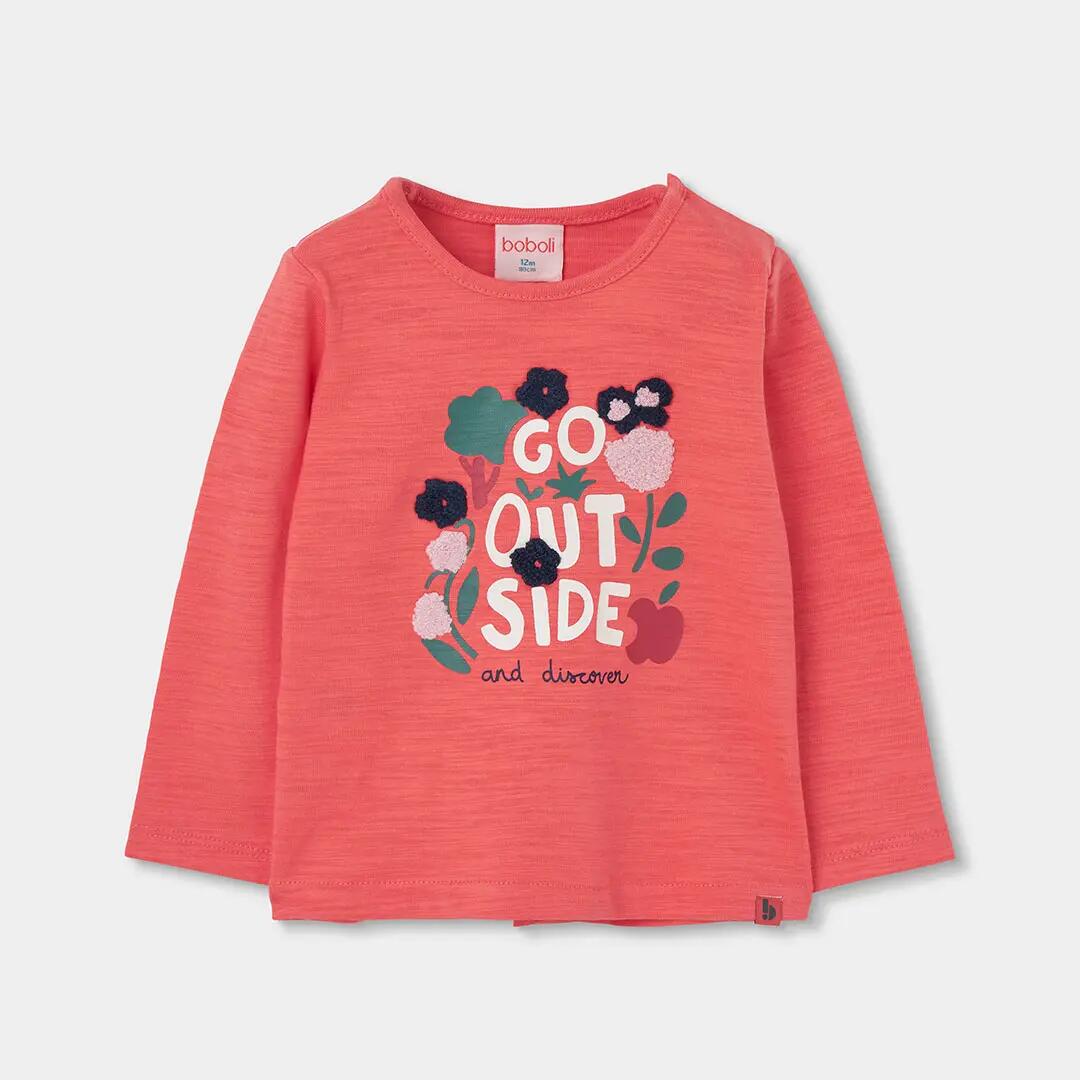 Camiseta niña naranja estampado flores 1/4