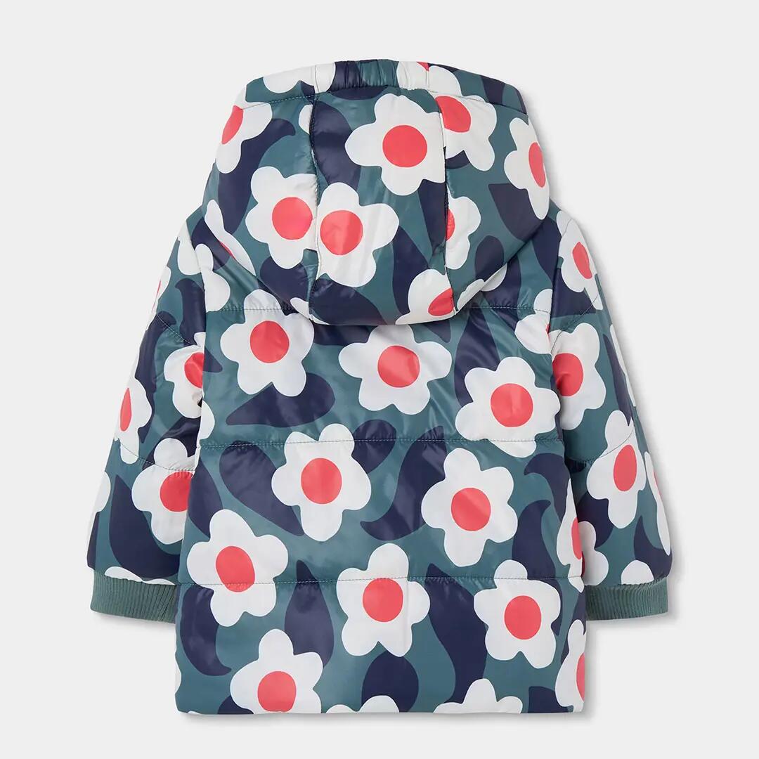 Parka tejido técnico niña naranja estampado flores 6/7