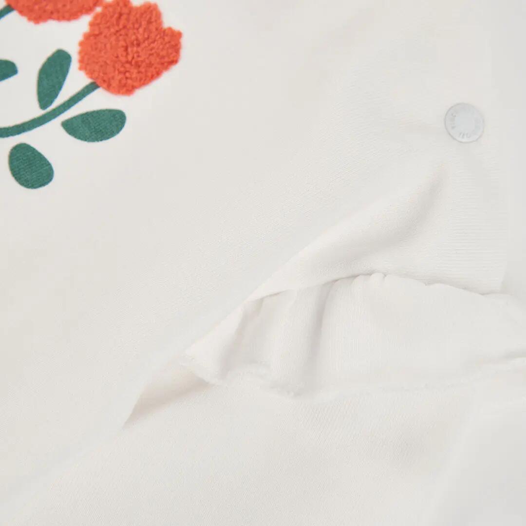 Sudadera felpa niña blanca bordado tulipanes 4/4
