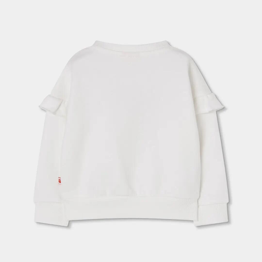 Sudadera felpa niña blanca bordado tulipanes 2/4