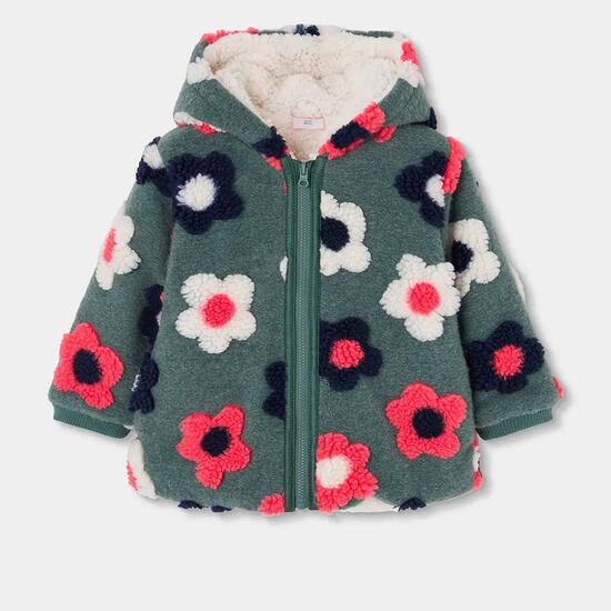 Manteau fille molleton imprimé fleurs