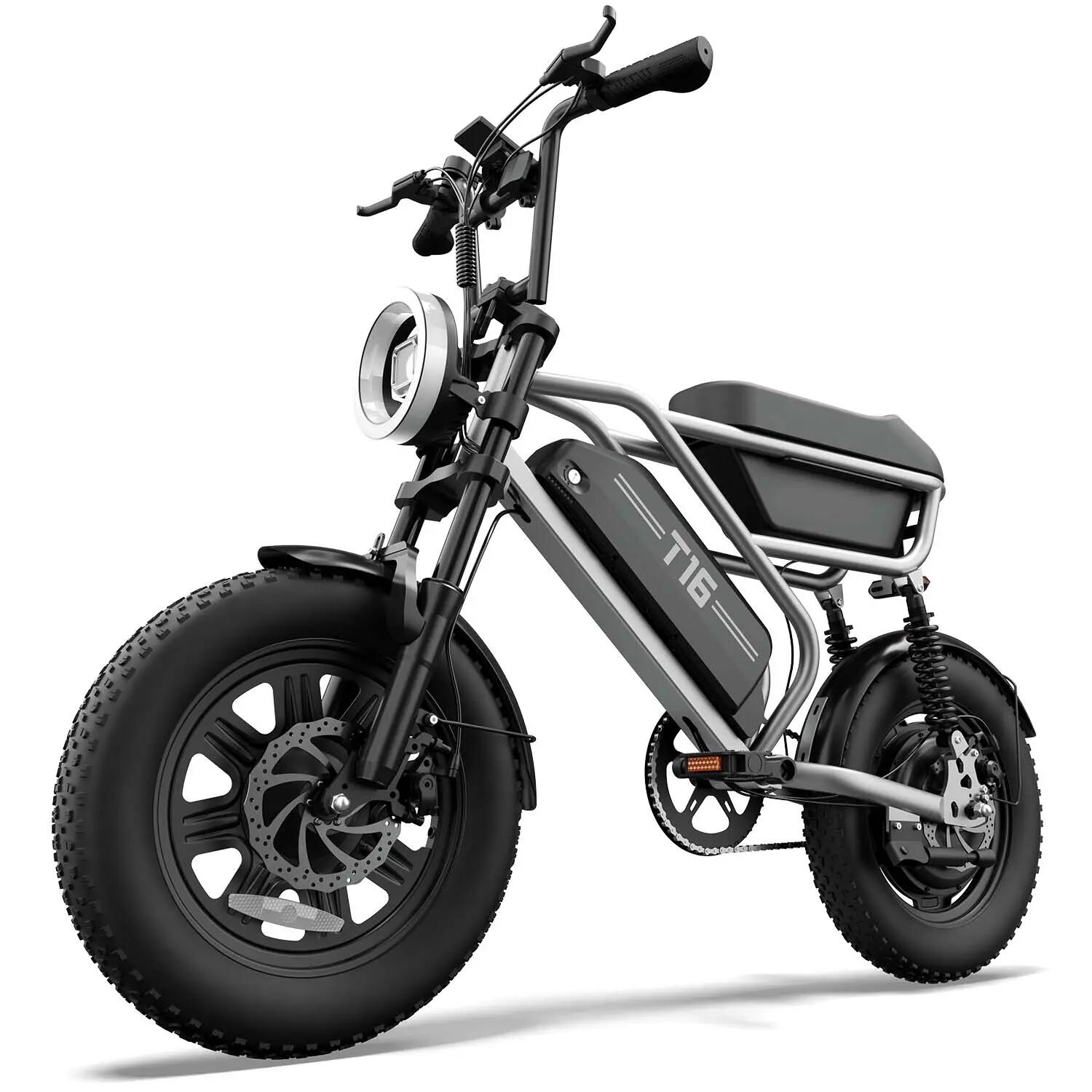T16 Bicicleta elétrica : Bateria 48V 13Ah Pneus todo-o-terreno 16×3,0 polegadas 4/9