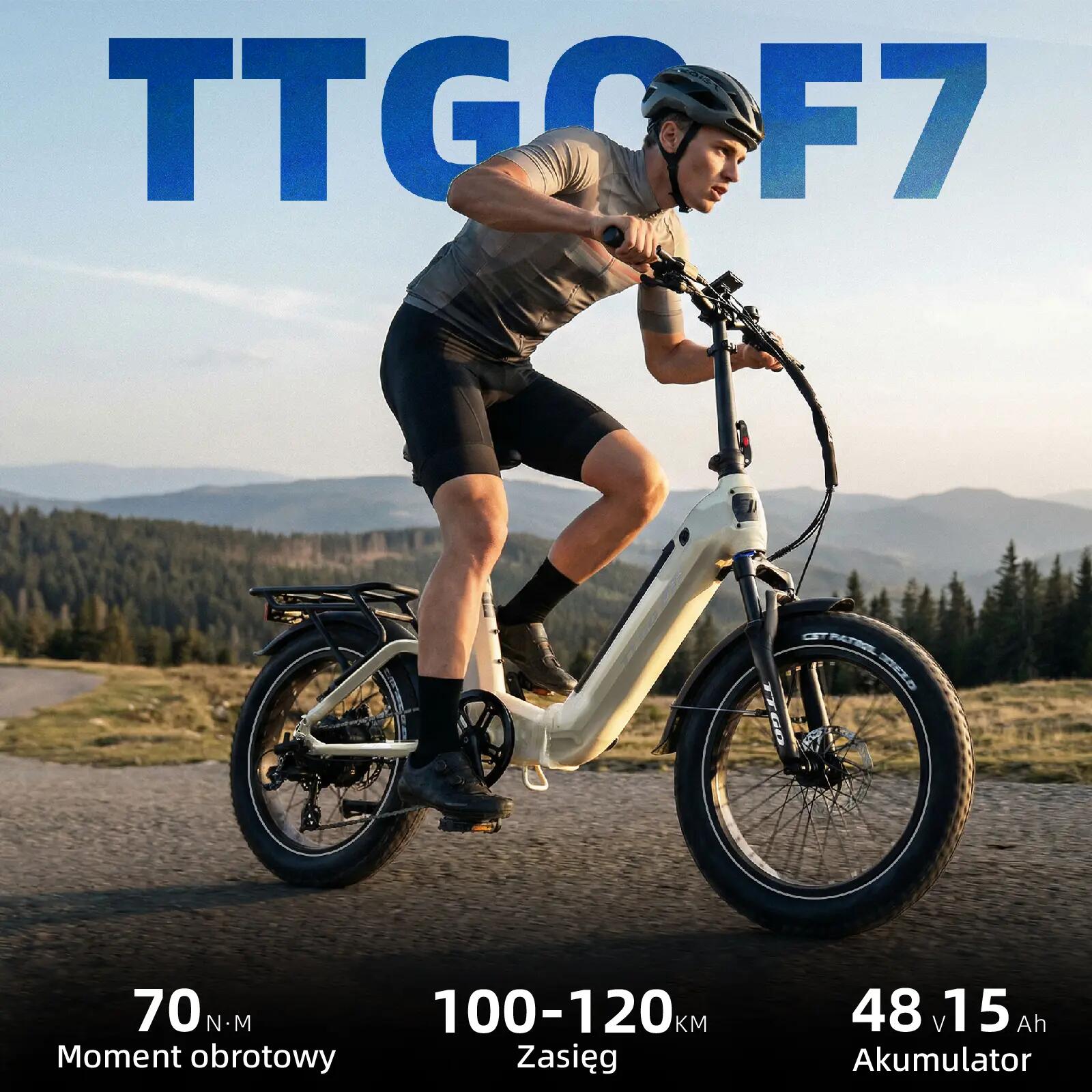 Elektryczny rower dla dorosłych TTGO F7 250W silnik 48V 15Ah bateria 9/15