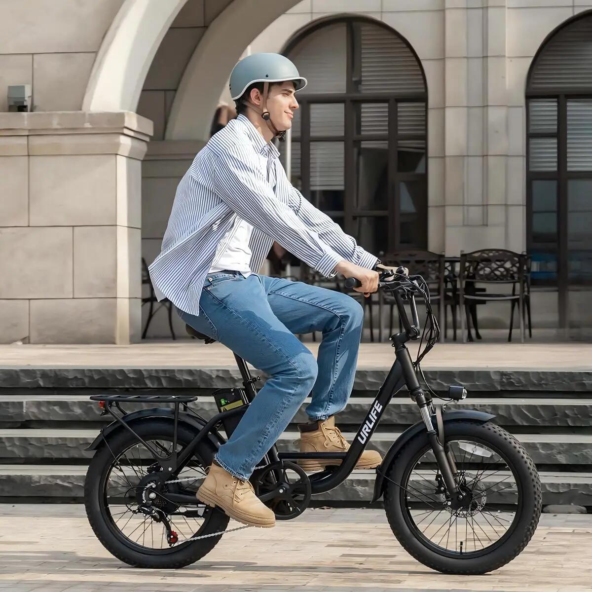 Bicicleta elétrica de passo baixo URLIFE E20 48V bateria removível 20" fat 3/10