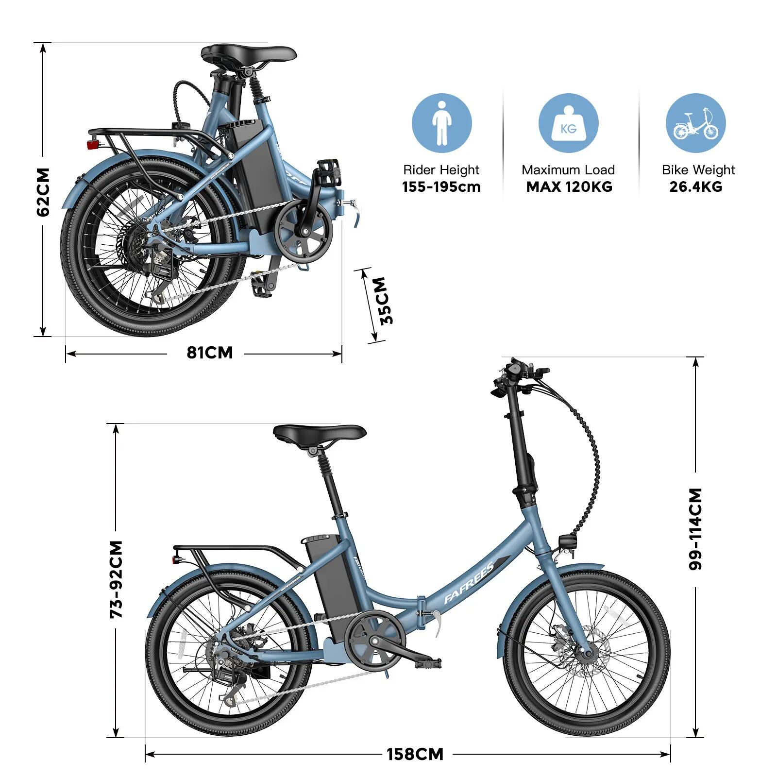 Bicicleta eléctrica plegable FAFREES F20 Light, batería 36V 20Ah, neumáticos 20" 11/11