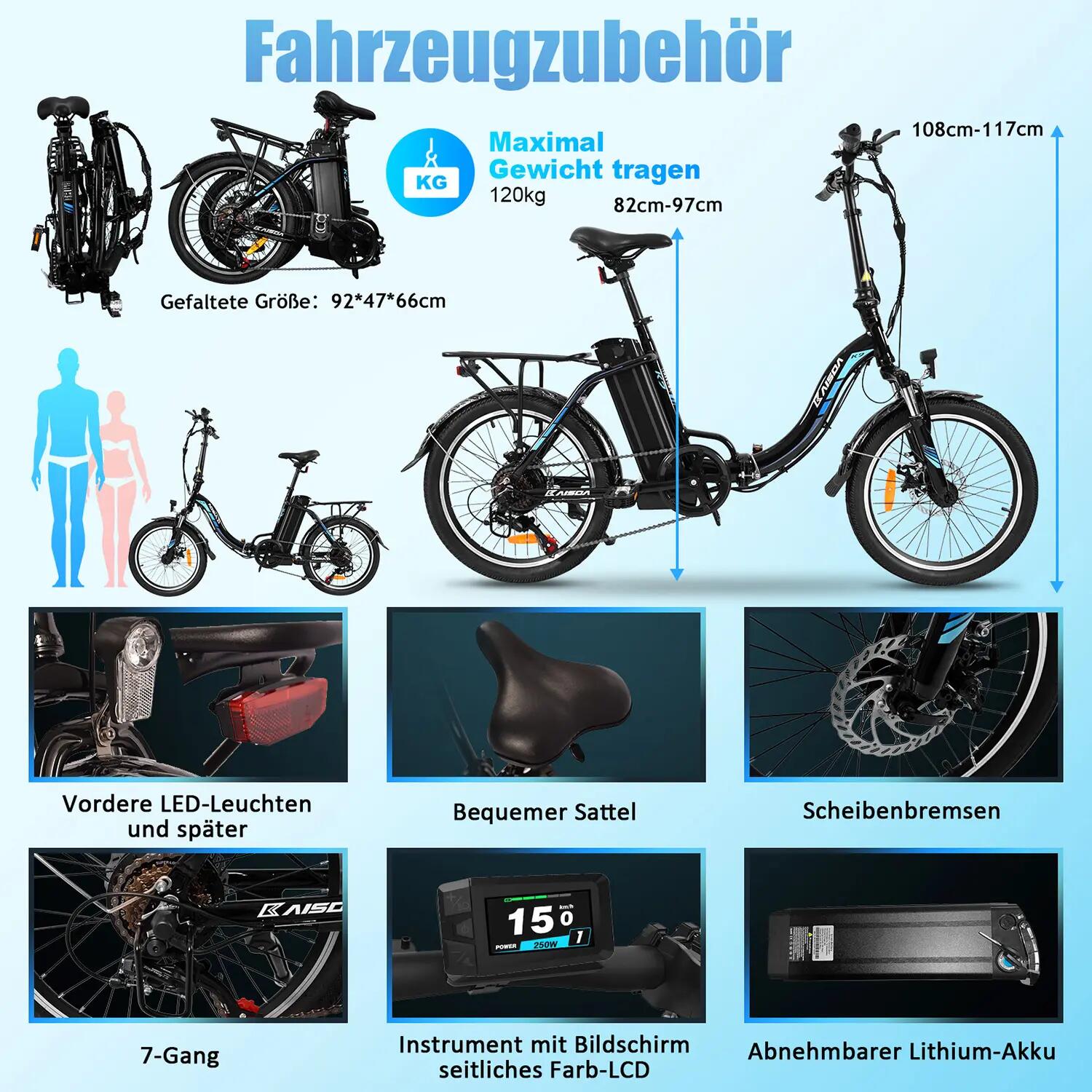 Bicicletta Elettrica Urbana K7 Motore 250W, Pneumatico 20 Pollici, Batteria 36V 9/10