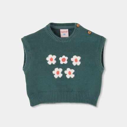 Pull sans manches fille imprimé fleurs