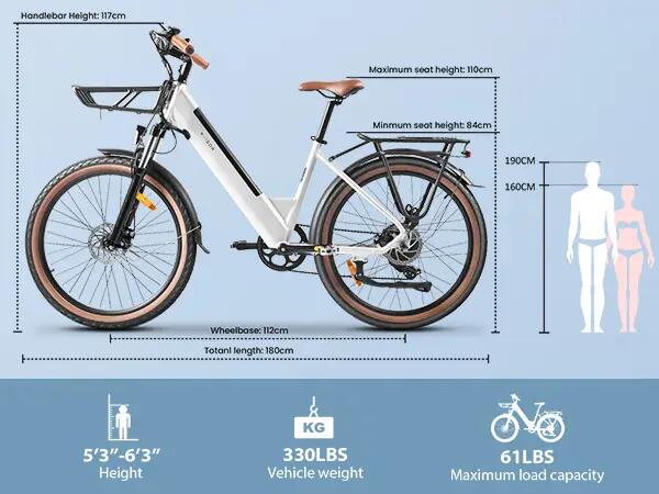 E-Bike K601 250W Motor, Rodas 20", Travões Disco, Bateria 36V 10.4Ah 10/10