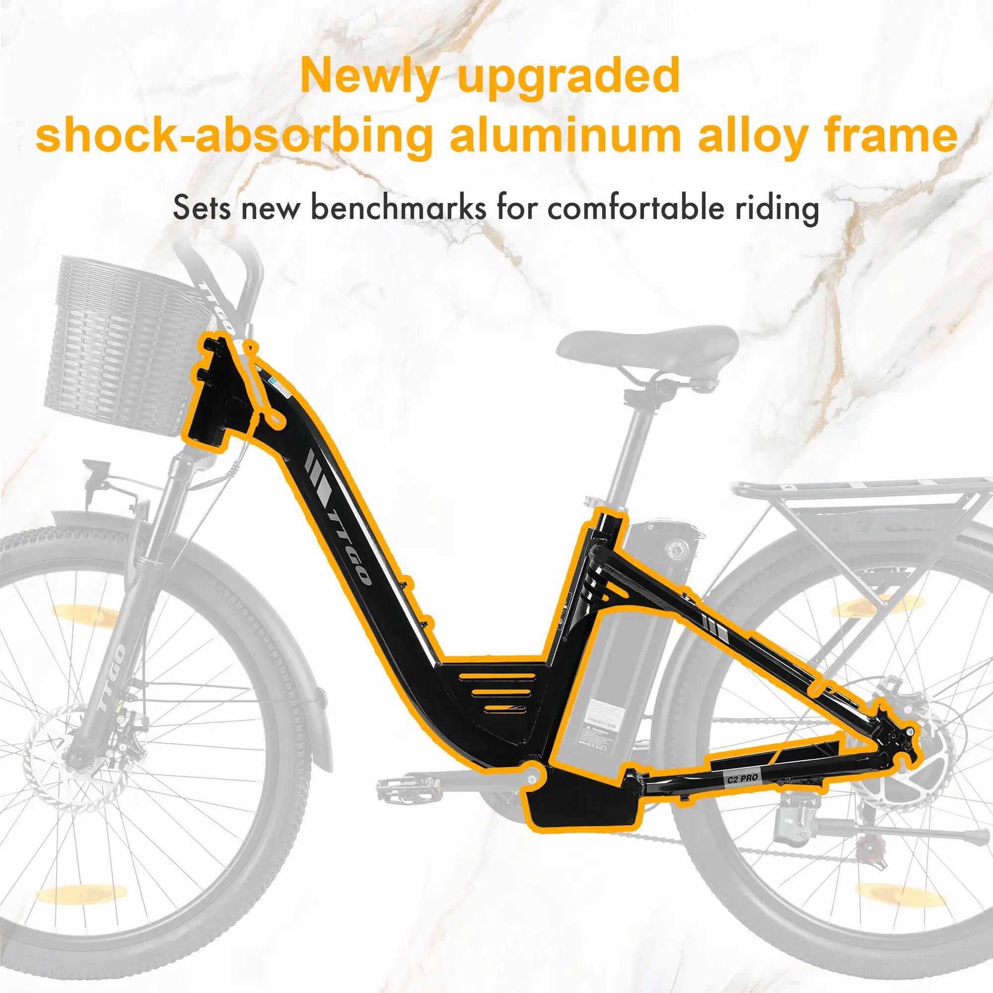 Mestský elektrobicykel pre dospelých TTGO C2PRO 26×1,95 pláště batéria 36V 18Ah 11/15