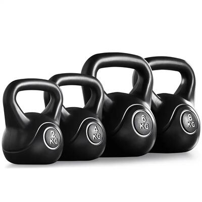 Set di 4 kettlebell da 2/4/6/8 kg per fitness e allenamento di forza nero