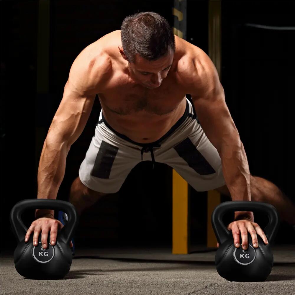 Ensemble de 4 kettlebells poid réglable 2/4/6/8 kg fitness musculation noir 9/12