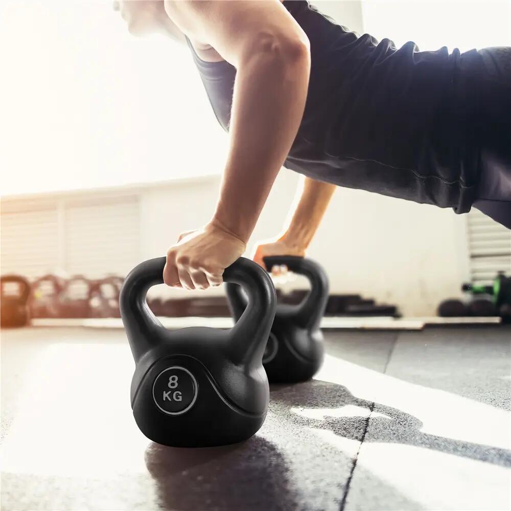 Ensemble de 4 kettlebells poid réglable 2/4/6/8 kg fitness musculation noir 11/12