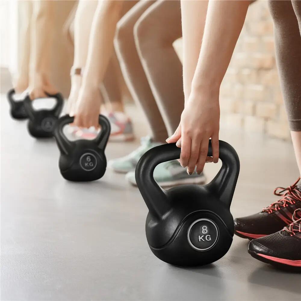 Ensemble de 4 kettlebells poid réglable 2/4/6/8 kg fitness musculation noir 10/12