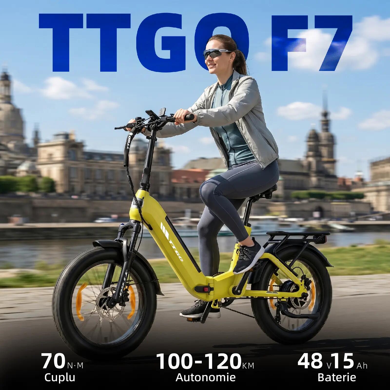 E-Bike urbană pentru adulți TTGO F7 motor 250W 70N·m anvelope late 20 7/7