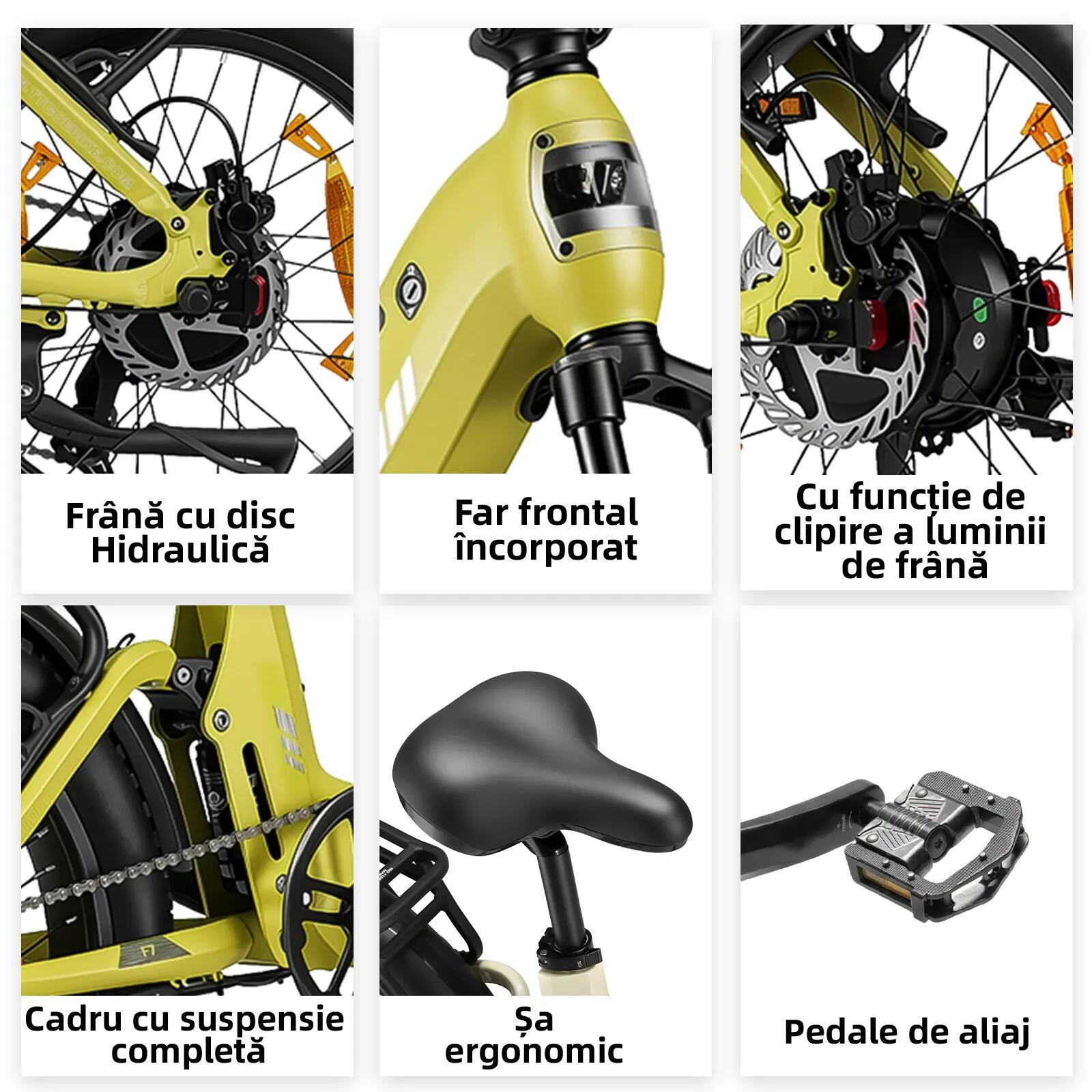 Bicicletă electrică pentru adulți TTGO F7 250W motor 48V 15Ah baterie 14/15
