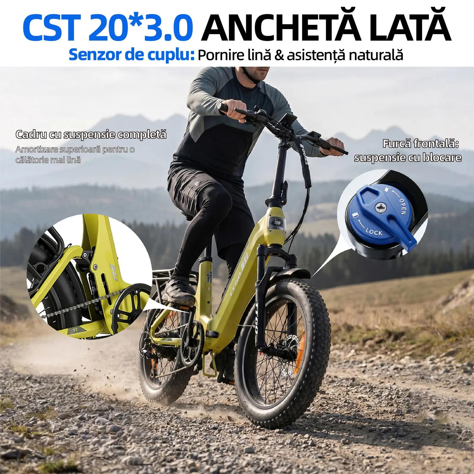 E-Bike urbană pentru adulți TTGO F7 motor 250W 70N·m anvelope late 20 6/7