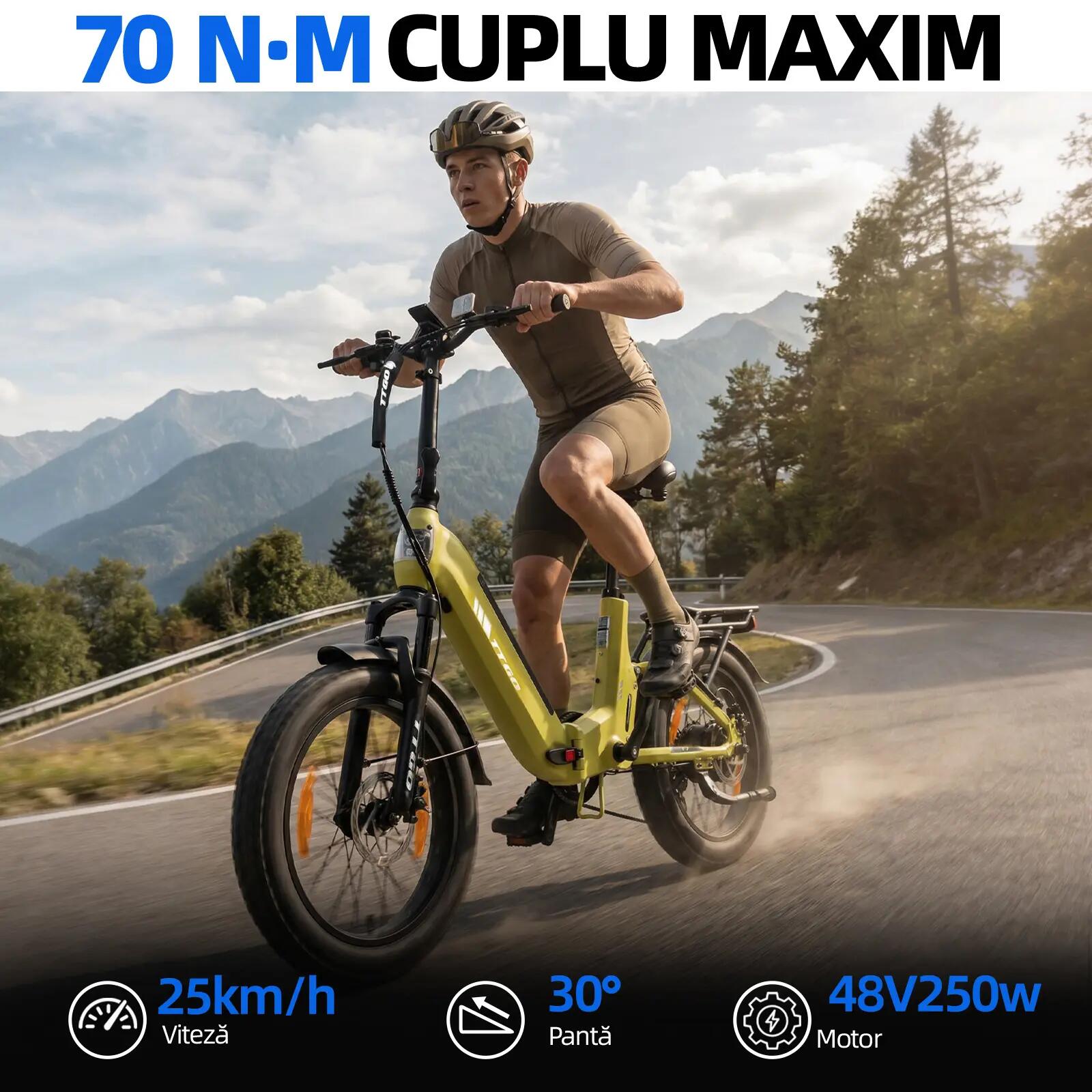 Bicicletă electrică pentru adulți TTGO F7 250W motor 48V 15Ah baterie 10/15