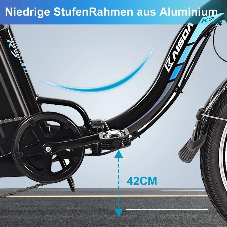 Bicicletta Elettrica Urbana K7 Motore 250W, Pneumatico 20 Pollici, Batteria 36V 5/10