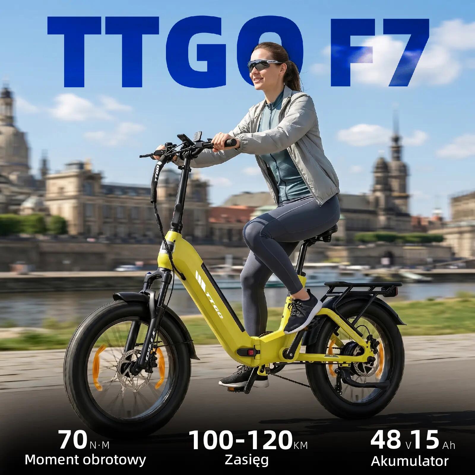 Elektryczny rower dla dorosłych TTGO F7 250W silnik 48V 15Ah bateria 9/15