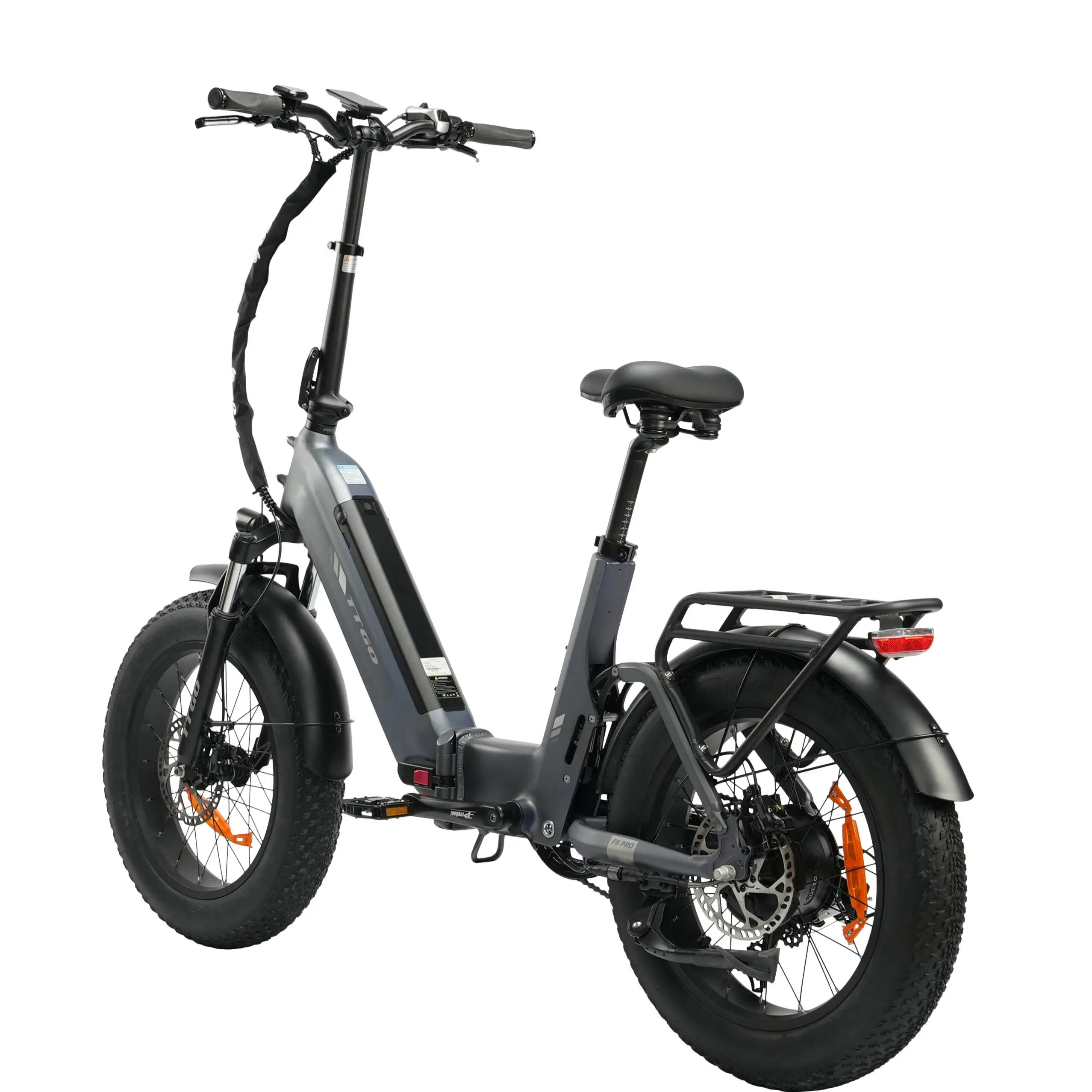 Bicicleta elétrica dobrável TTGO F6 PRO 250W pneu largo 20×4.0" 6/7