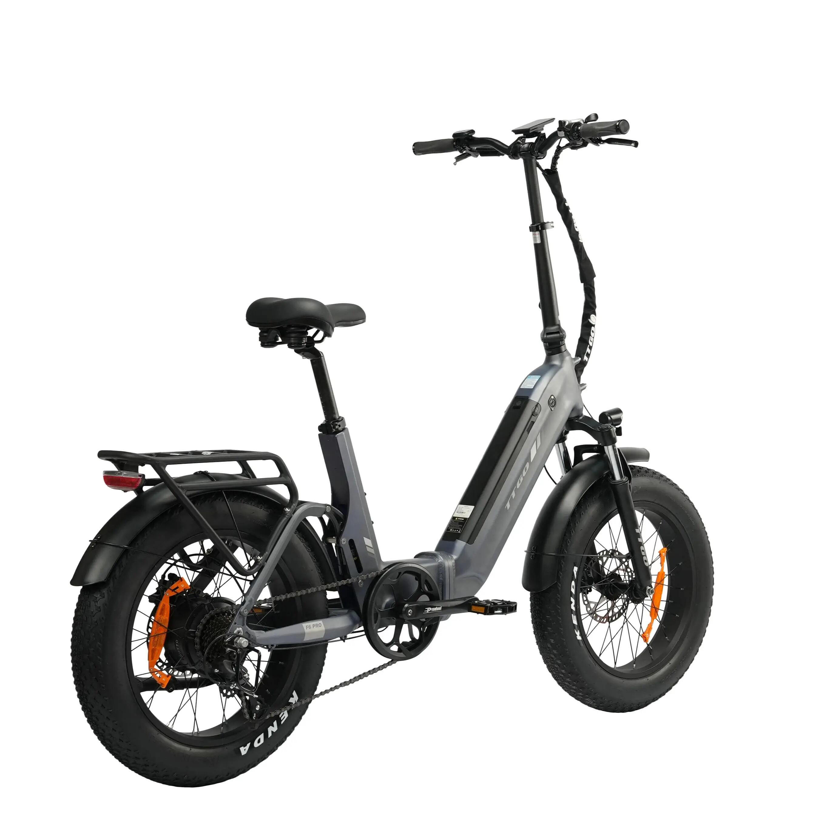 Bicicleta elétrica dobrável TTGO F6 PRO 250W pneu largo 20×4.0" 5/7