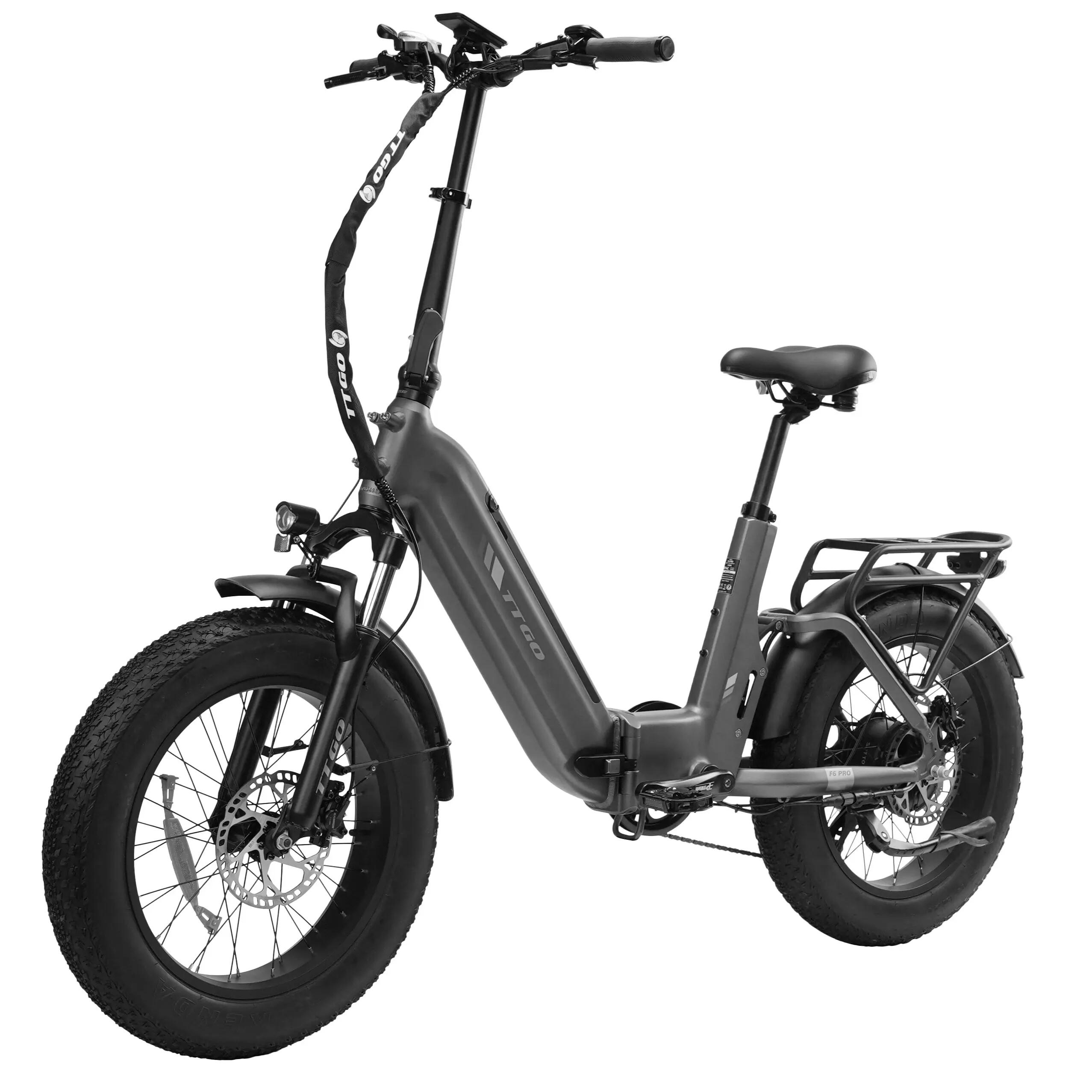 Bicicleta elétrica dobrável TTGO F6 PRO 250W pneu largo 20×4.0" 4/7