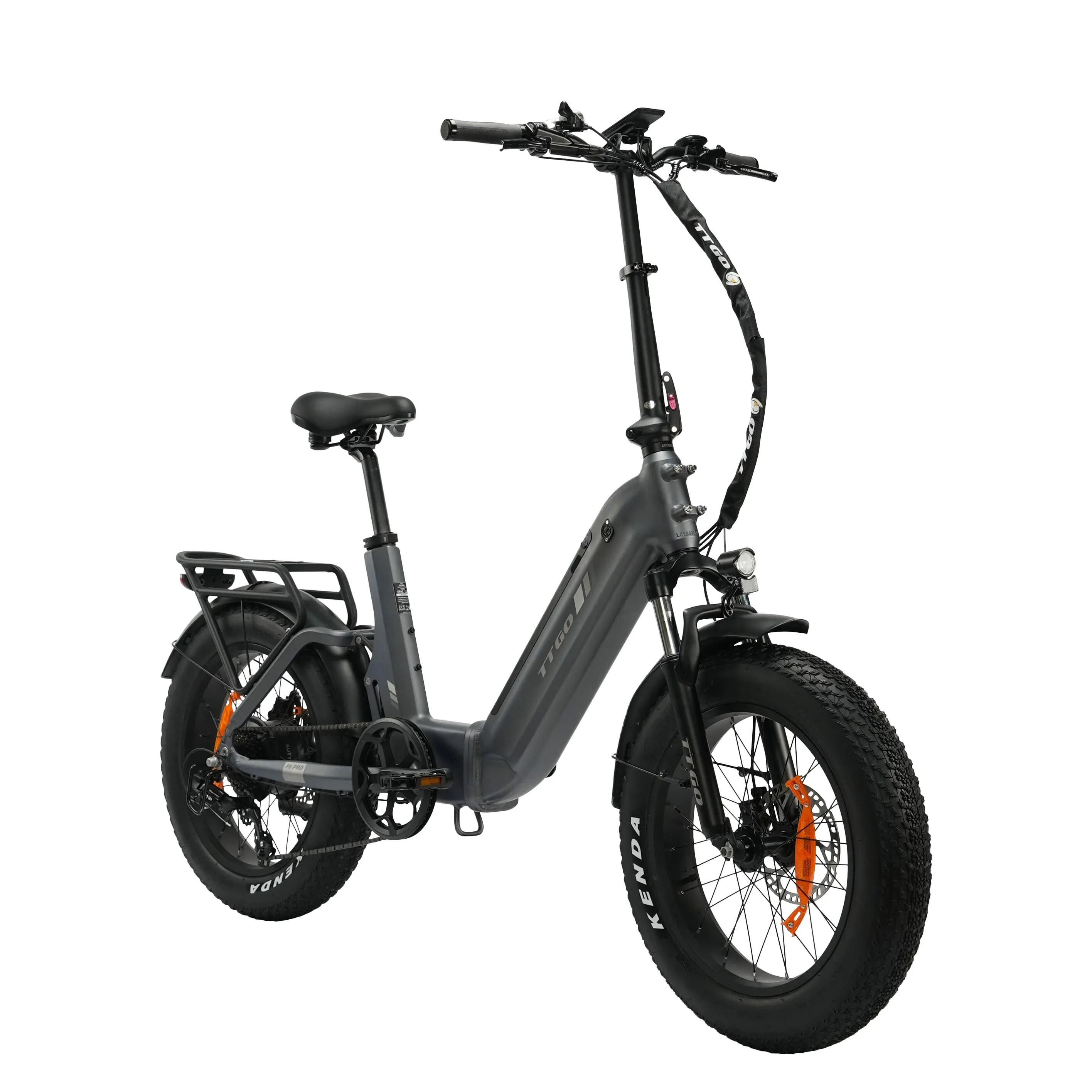 Bicicleta elétrica dobrável TTGO F6 PRO 250W pneu largo 20×4.0" 3/7
