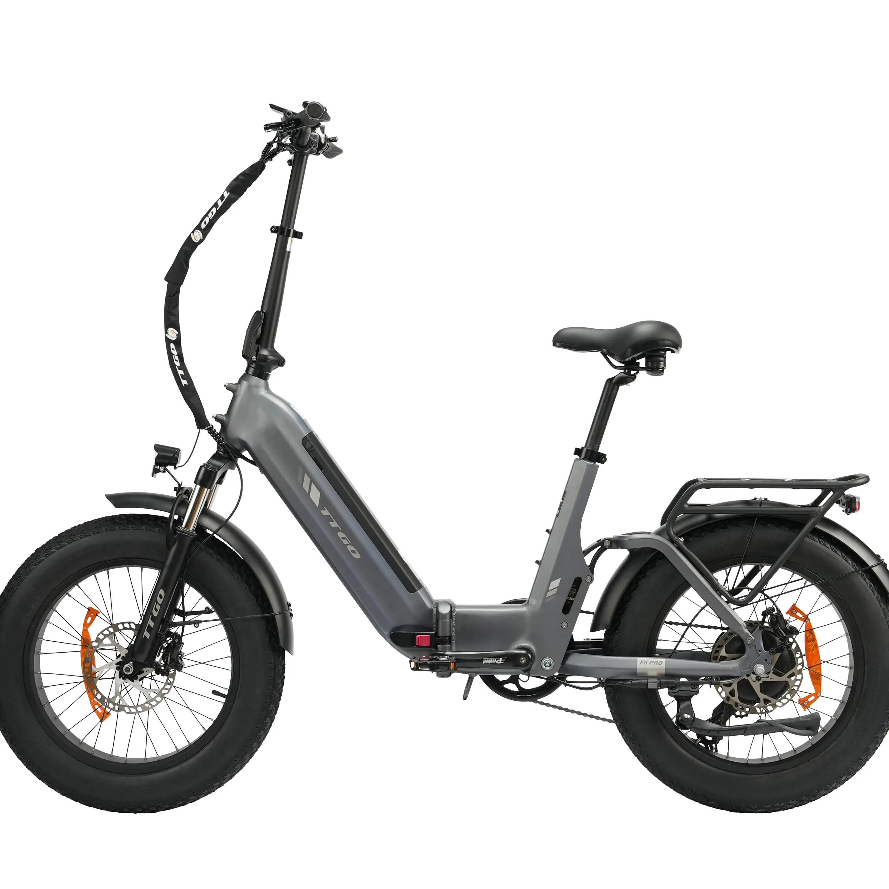 Bicicleta elétrica dobrável TTGO F6 PRO 250W pneu largo 20×4.0" 2/7