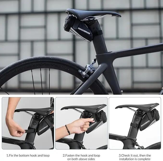 Fahrrad-Satteltasche wasserdicht 15x6,5x5 cm mit Rücklichthalter 5/6