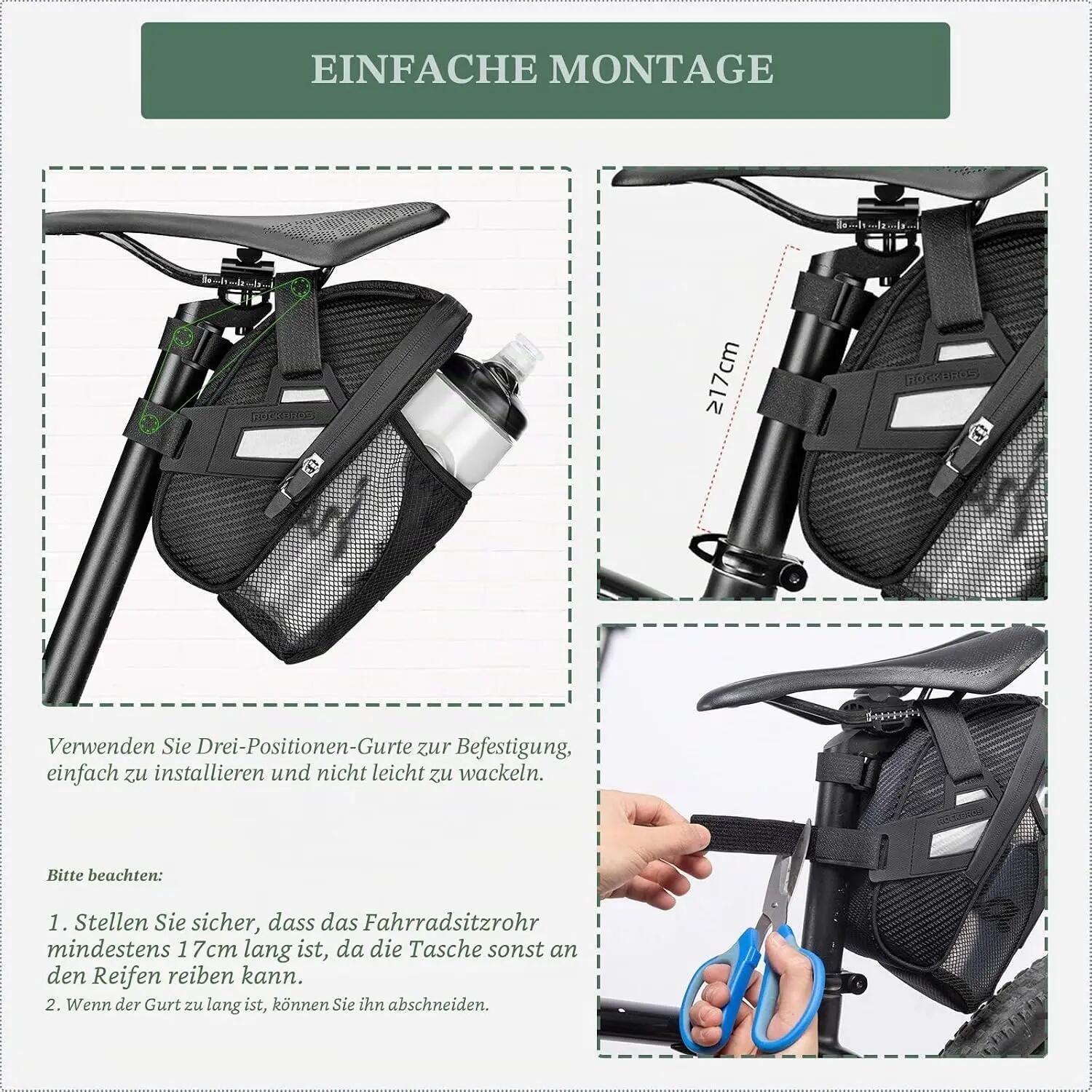 Fahrrad-Satteltasche mit Flaschenhalter wasserdicht – für MTB & Rennrad 5/7