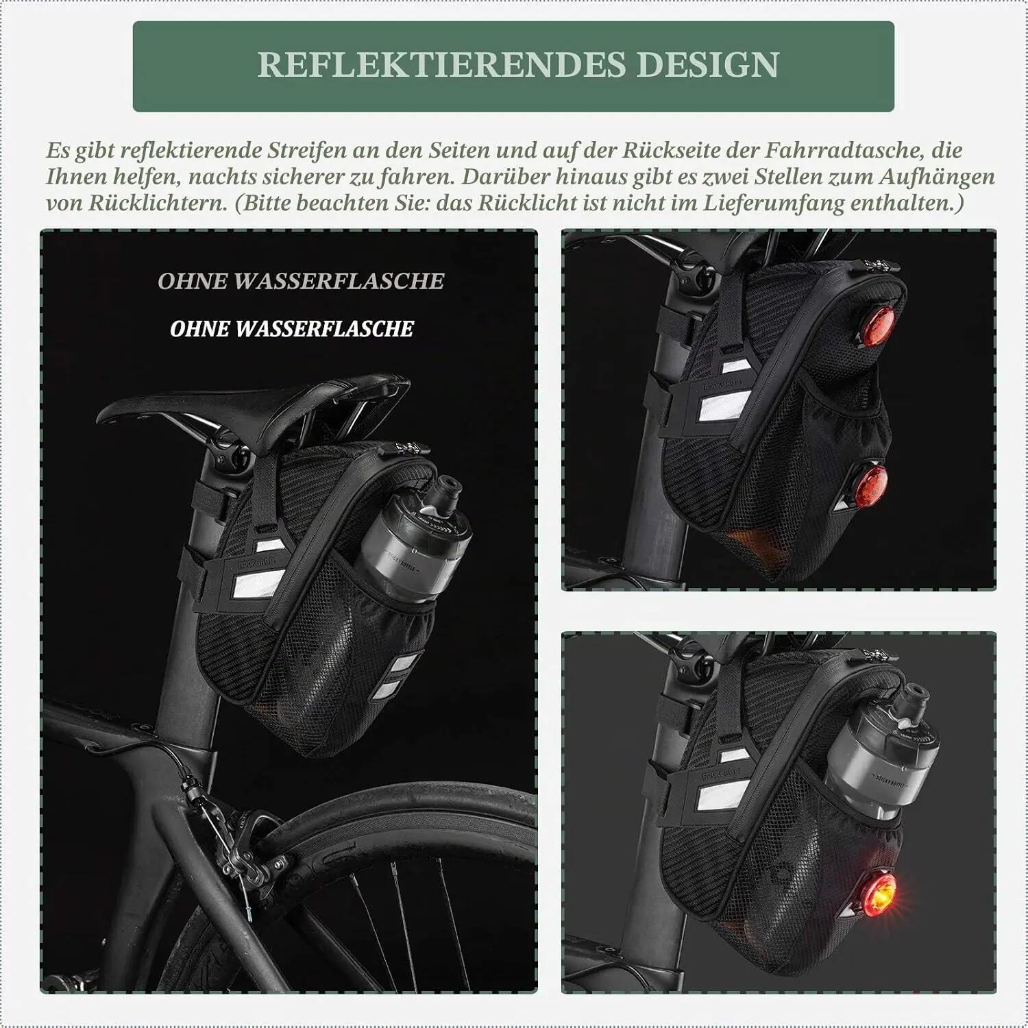 Fahrrad-Satteltasche mit Flaschenhalter wasserdicht – für MTB & Rennrad 4/7