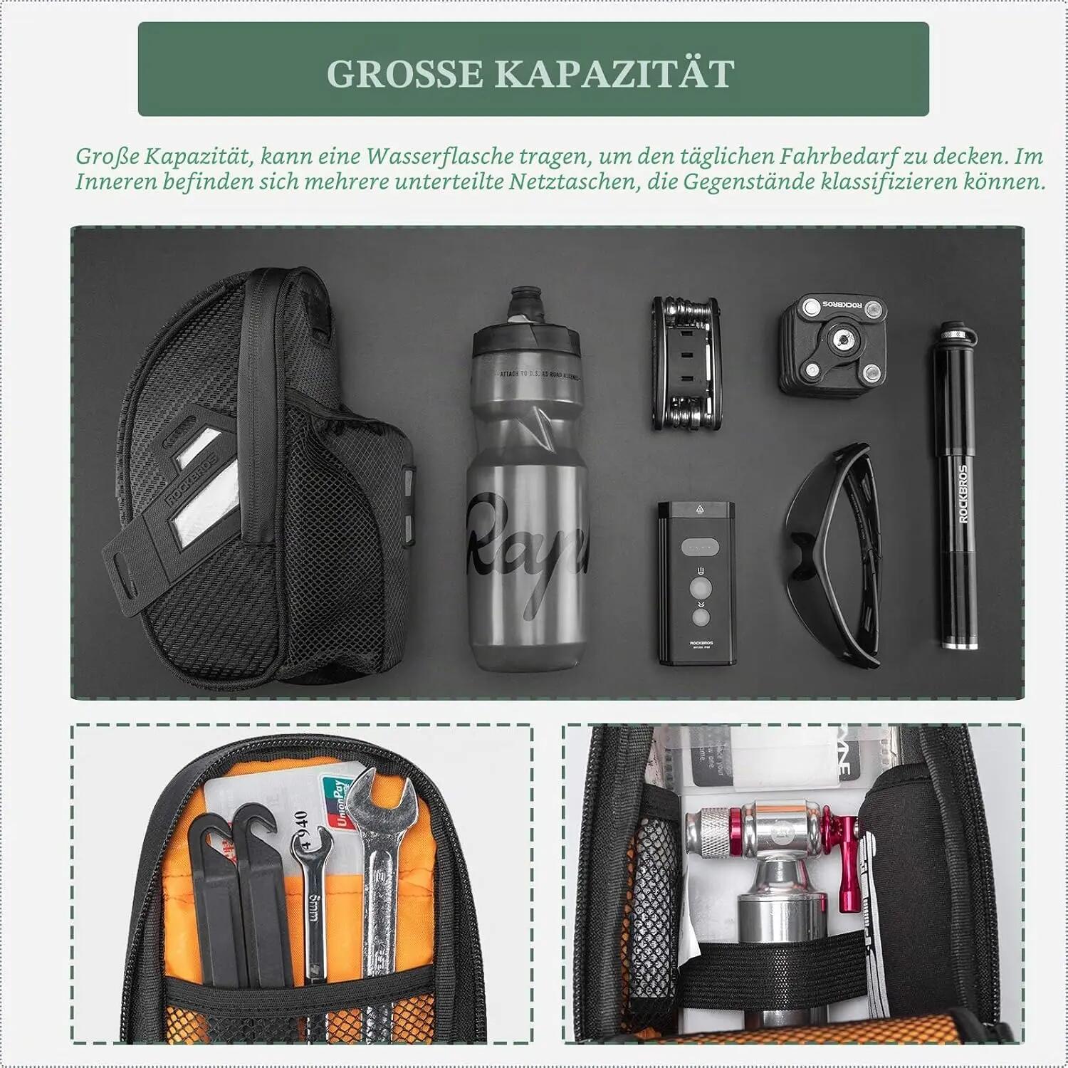 Fahrrad-Satteltasche mit Flaschenhalter wasserdicht – für MTB & Rennrad 3/7