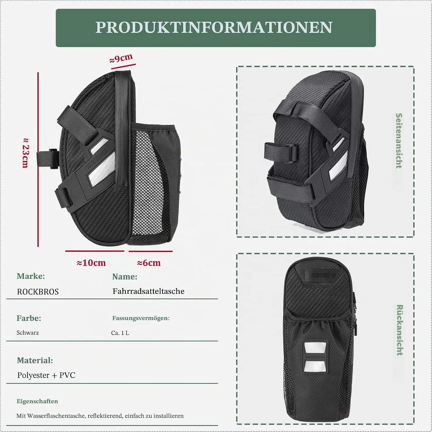 Fahrrad-Satteltasche mit Flaschenhalter wasserdicht – für MTB & Rennrad 2/7