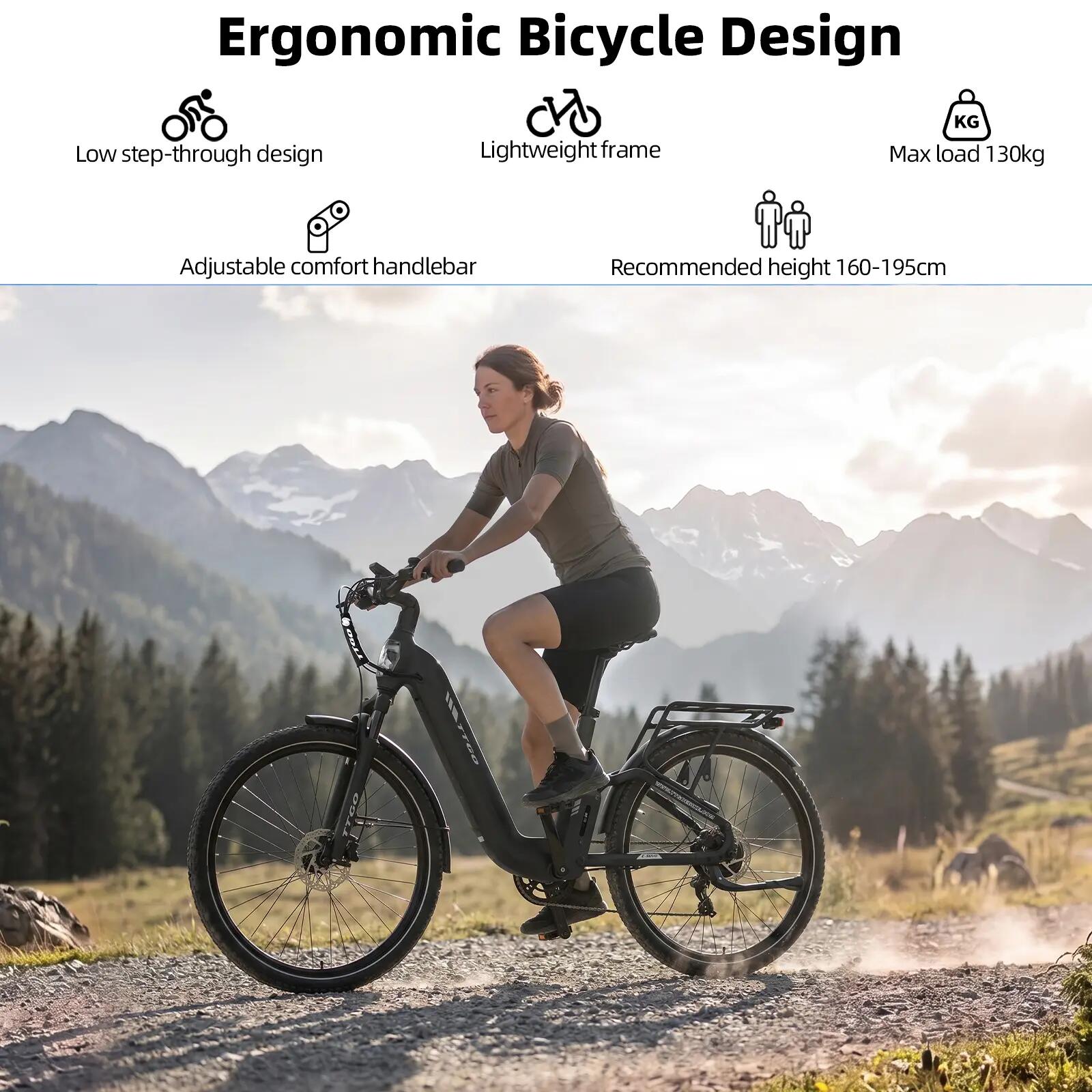 Elektrische stadsfiets voor volwassenen TTGO E-SUVO 250W motor 120km max bereik 7/7