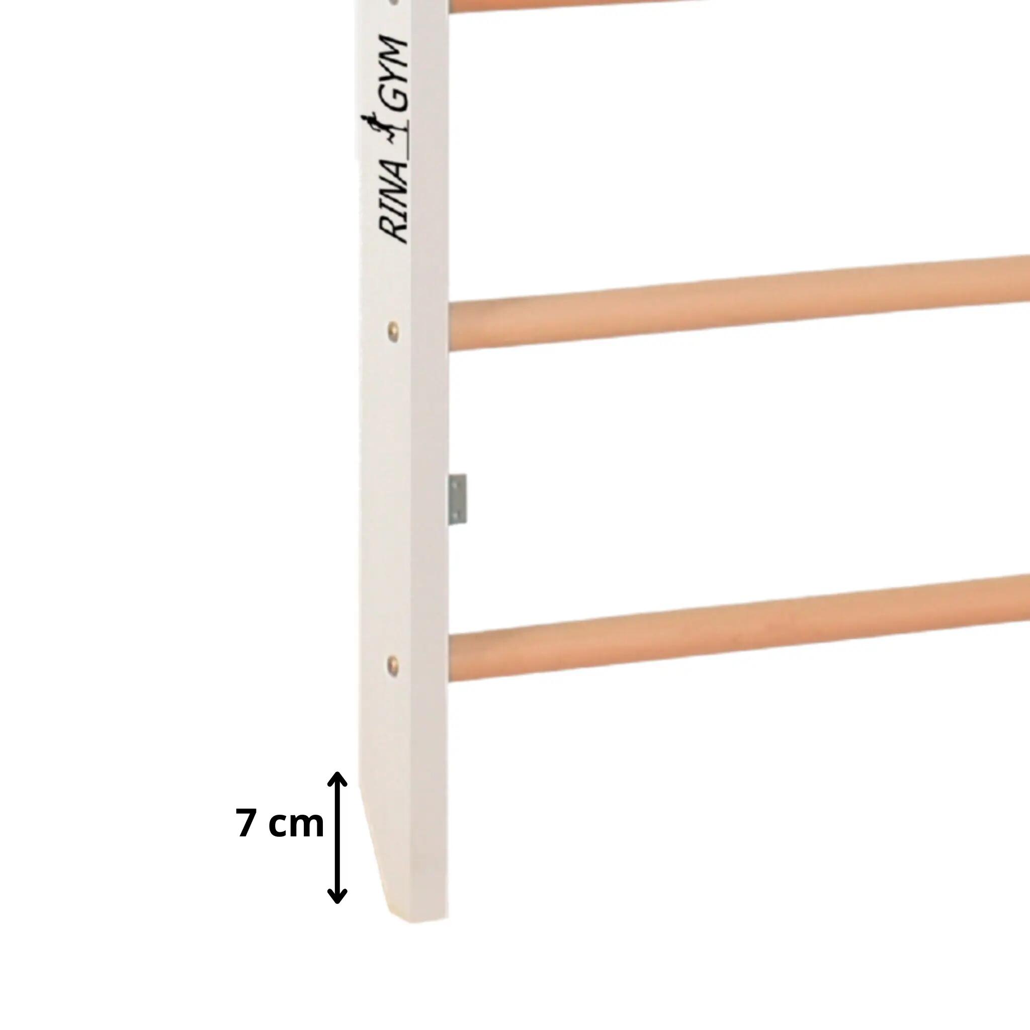 Espalier en bois renforcé 230 cm barres de dips, planche d'exercice – PRO blanc 5/7