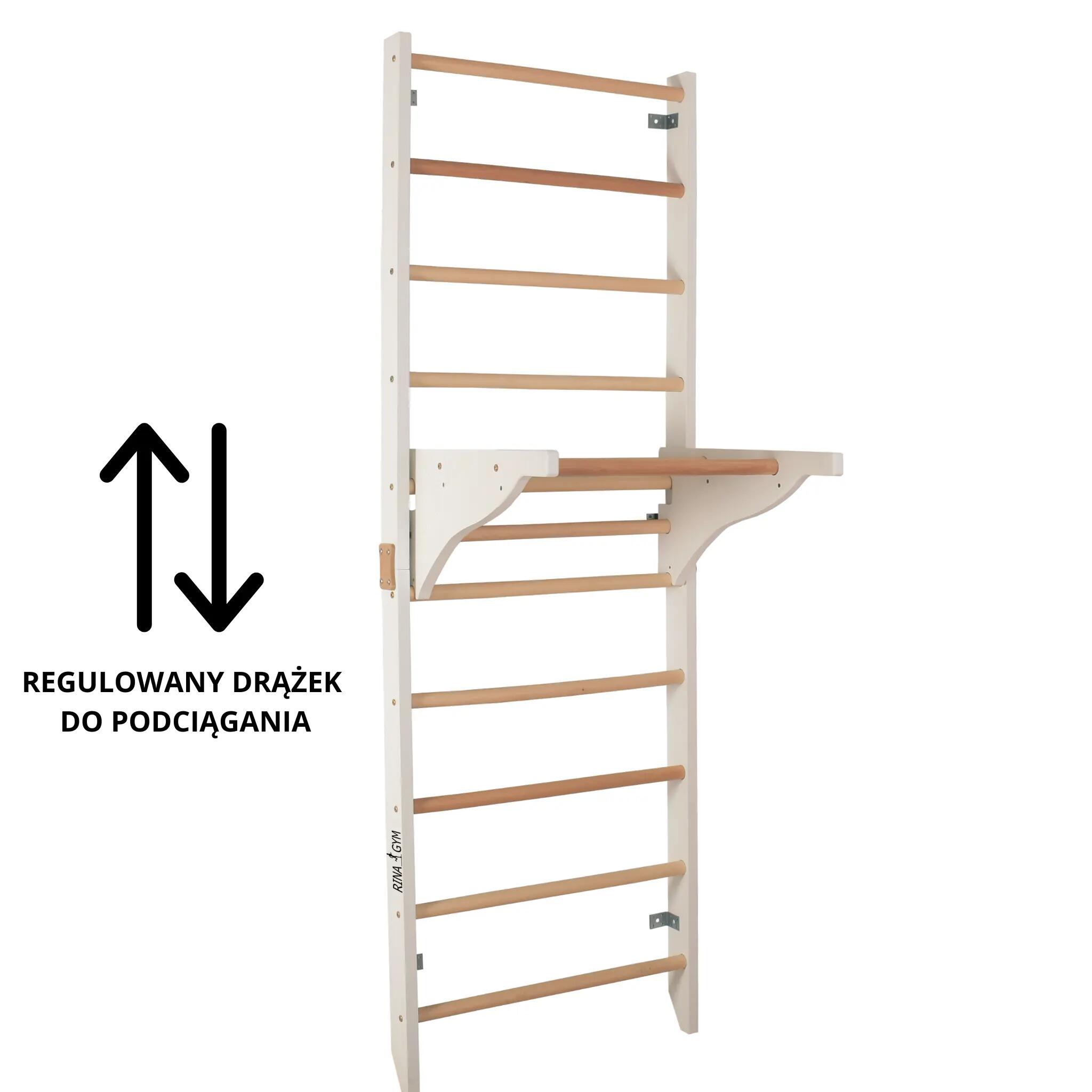 Espalier en bois renforcé 230 cm barres de dips, planche d'exercice – PRO blanc 3/7
