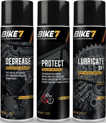 Onderhoudskit voor fietsen degrease 500 ml + protect 500ml + lubricate dry 500ml
