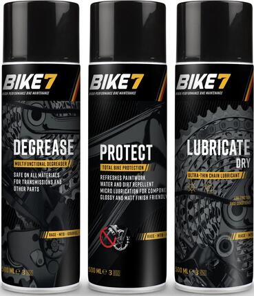 Kit d'entretien du vélo Degrease 500 ml + Protect 500ml + Lubricate Dry 500ml
