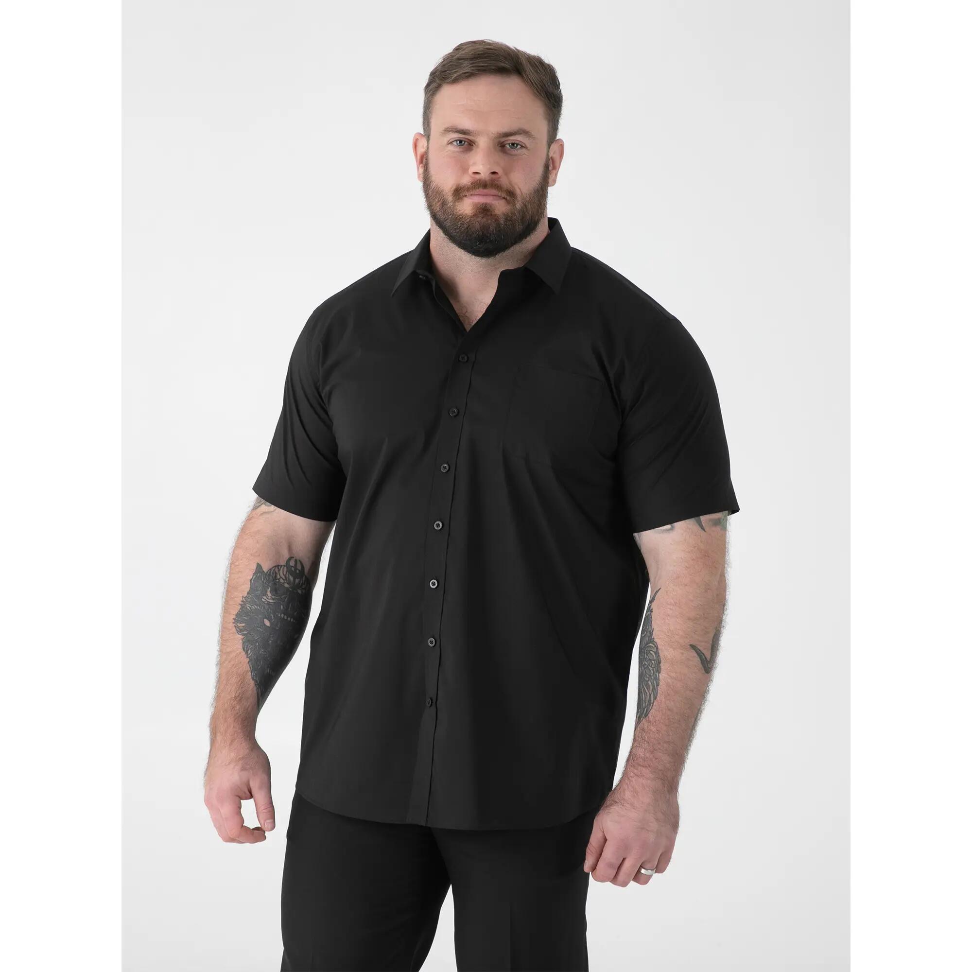 Mens D555 Lucas Stretch Kingsize ShortSleeved Shirt (Black) 4/6