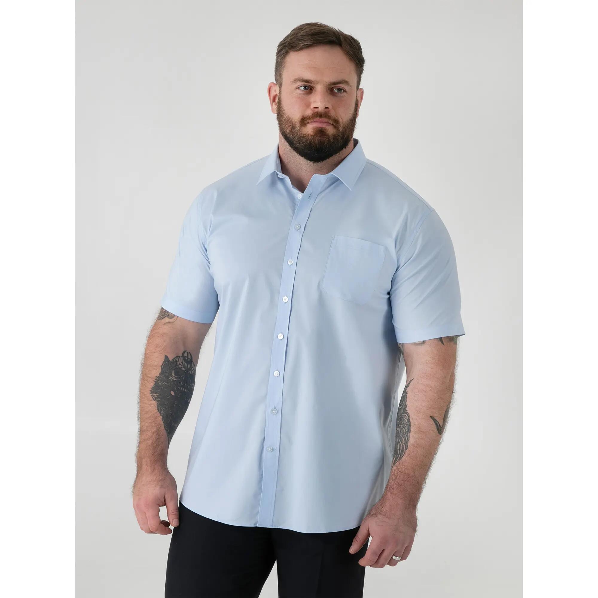 Camicia Elasticizzato Kingsize Maniche Corte Uomo Duke D555 Lucas Azzurro 4/6