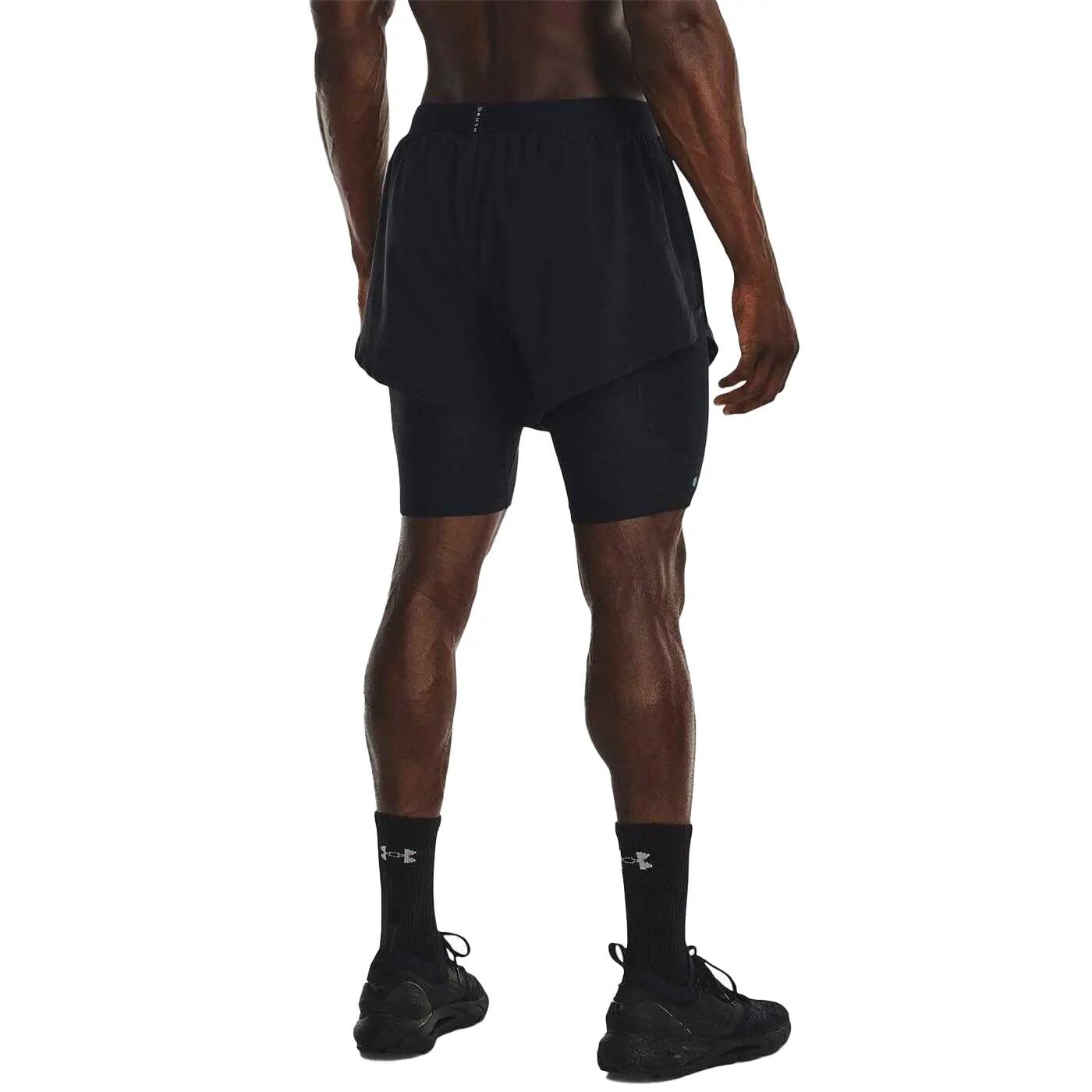 Mens Rush 2 in 1 Running Shorts (Black) 3/4