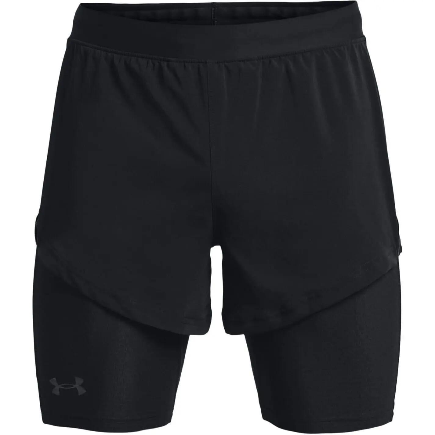 Mens Rush 2 in 1 Running Shorts (Black) 2/4