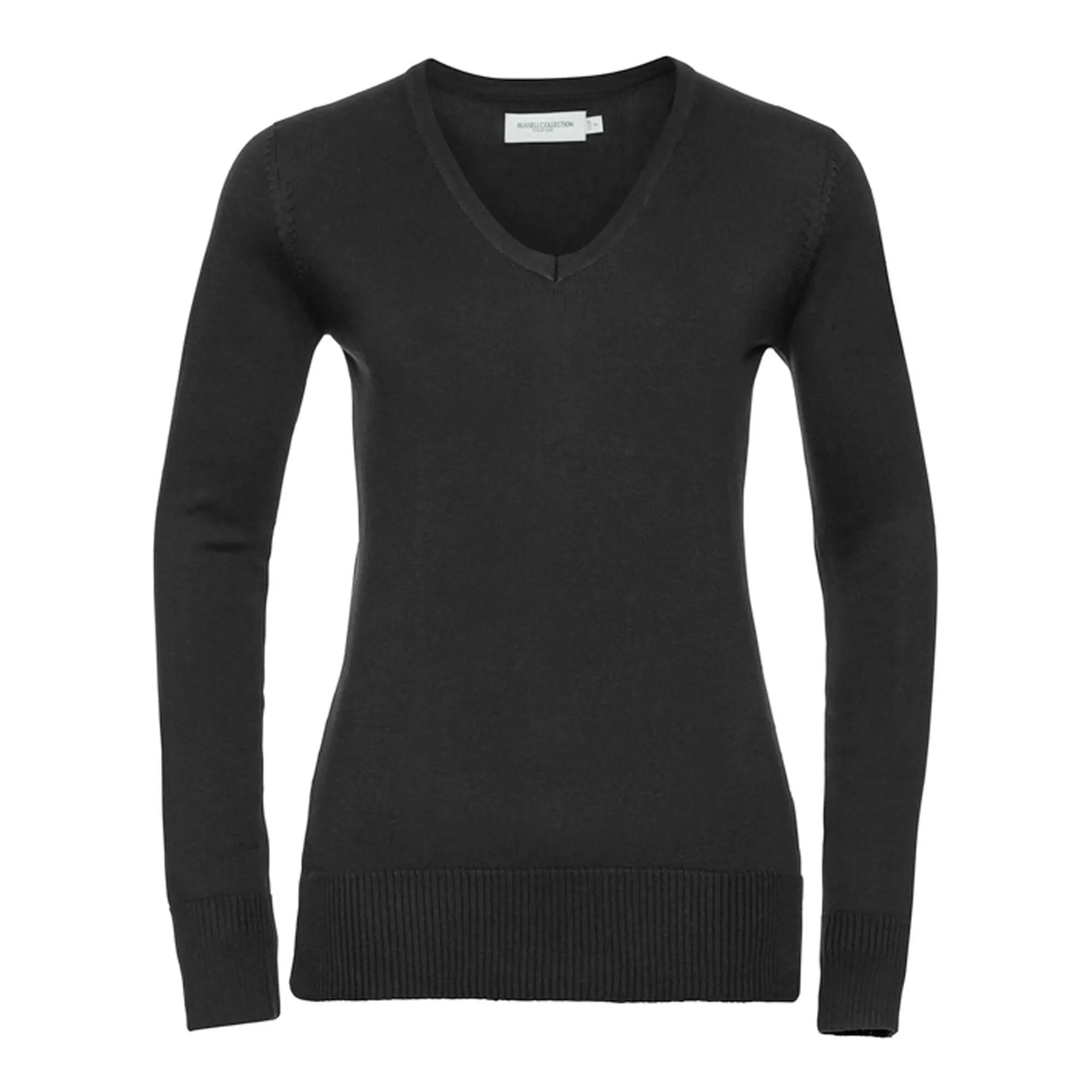 Russell Collection Ladies/Womens V-Neck Knitted Pullover Sweatshirt