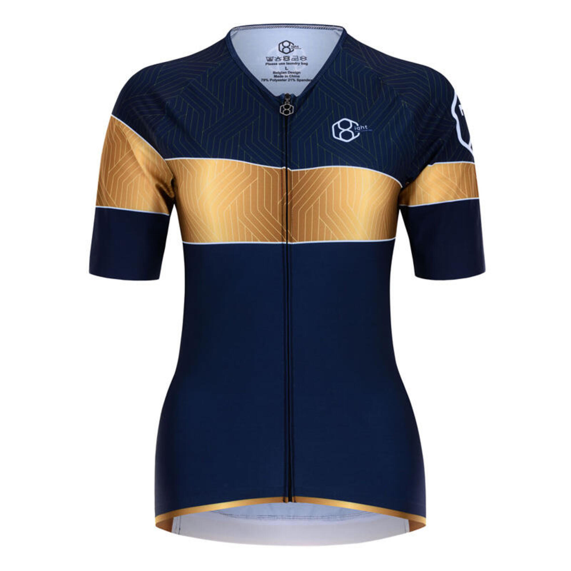 Fietsshirt dames met korte mouw in Blauw 8andCounting