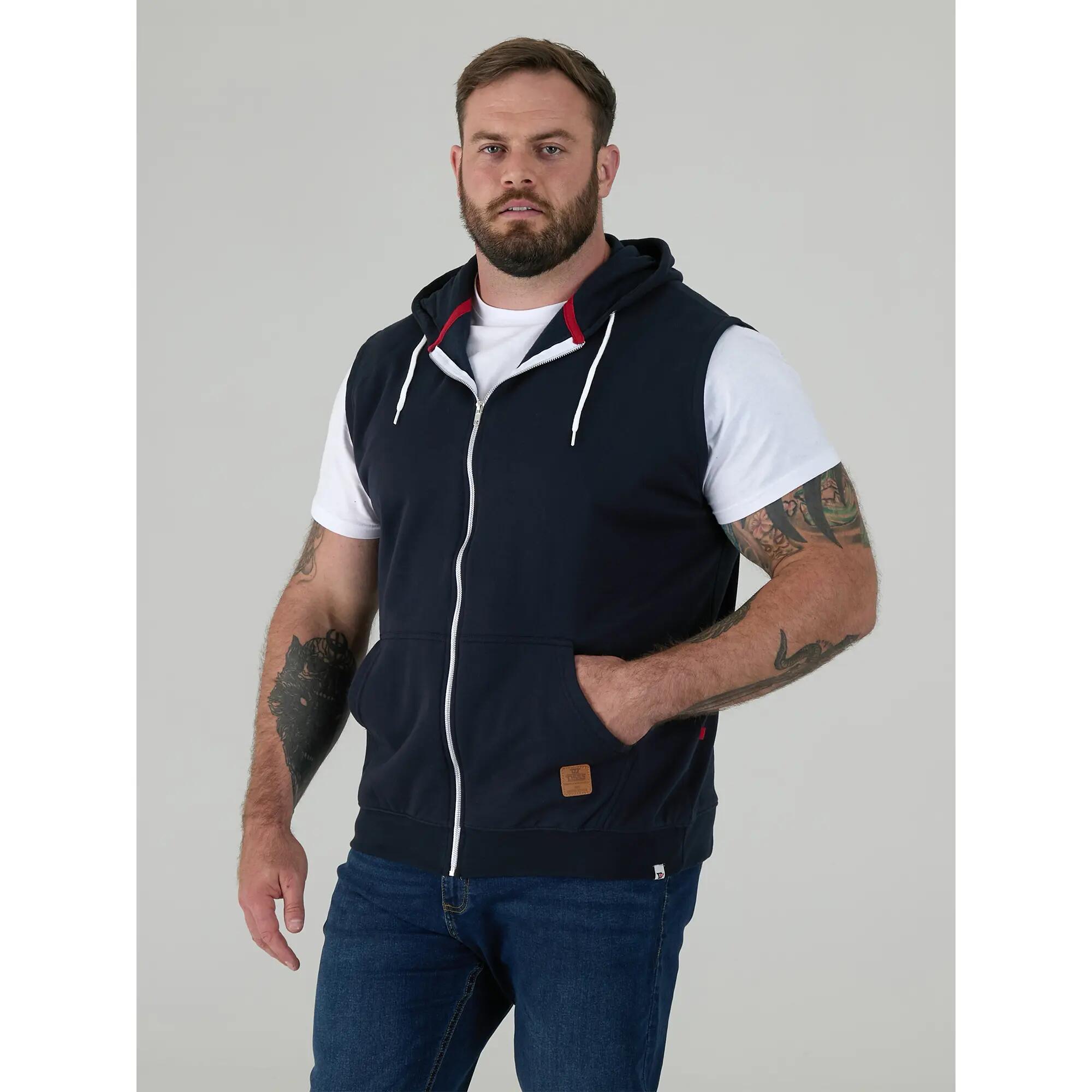 Felpa Con Cappuccio E Zip Intera Kingsize Senza Maniche Uomo Duke D555 Blake Blu 5/6