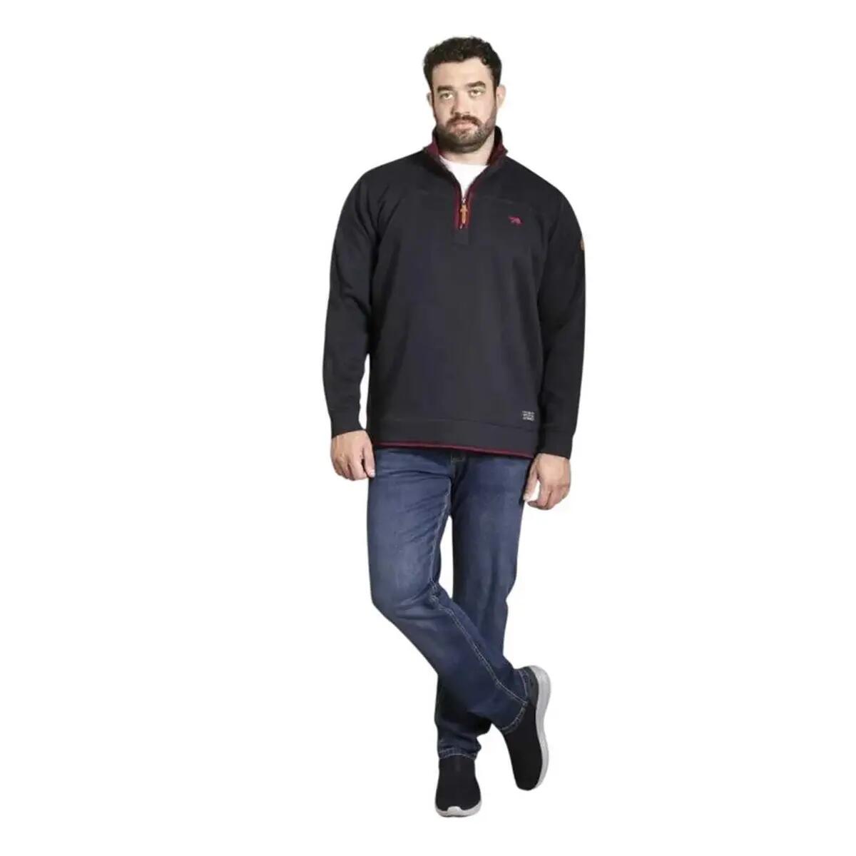 Felpa In Pile Kingsize Uomo Duke D555 Leicester Blu Navy 6/6