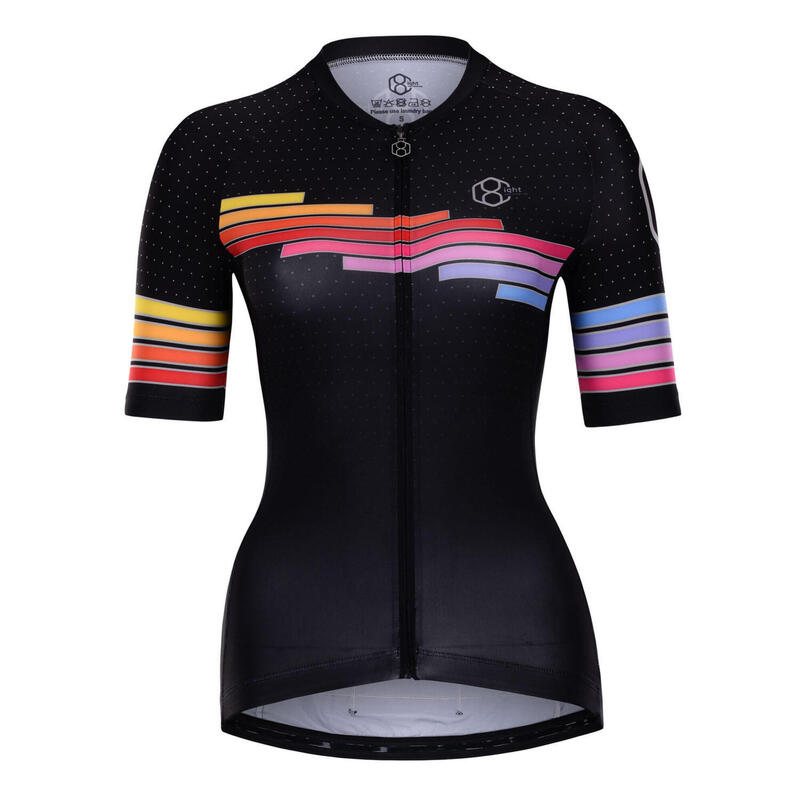 Fietsshirt voor dames met korte mouw zwart 8andCounting