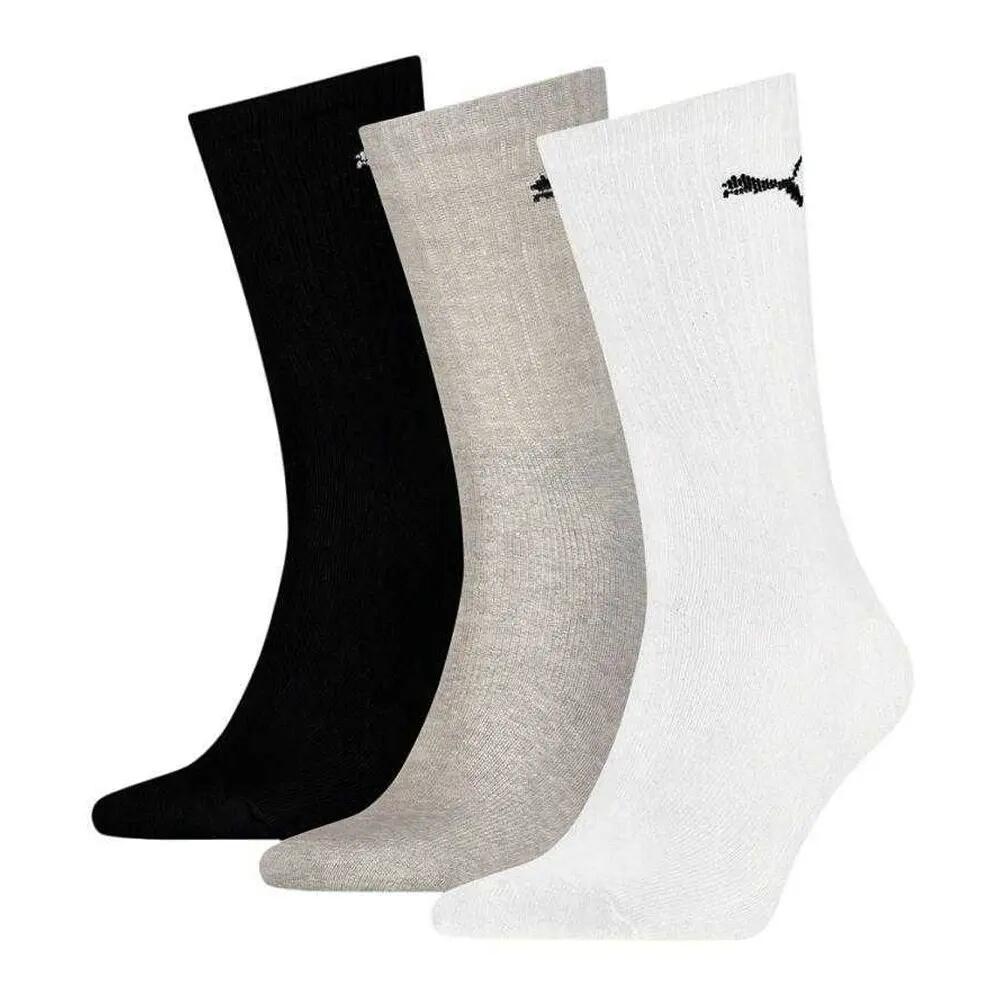Unisex Adult Crew Lightweight Sport Socks (Pack of 3) (White/Black/Grey)